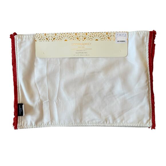 4pc Cynthia Rowley Winter Forest Christmas Placemats 13x19 Holiday Red Sparkle - Picture 8 of 12